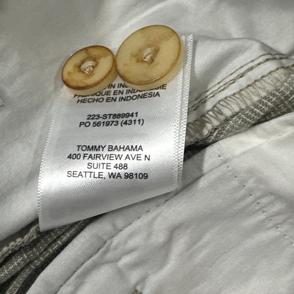 Tommy Bahama Sea Spray Check Linen Blend Stretch Shorts Men's Medium Twill - Picture 9 of 11